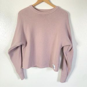 Calvin Klein Jeans Pink Crewneck Dolman Sleeve 100% Cotton Knit Sweater